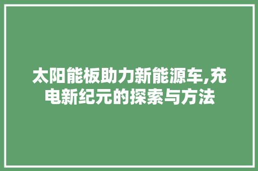 太阳能板助力新能源车,充电新纪元的探索与方法
