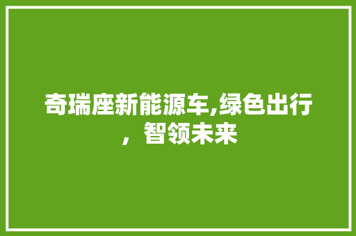 奇瑞座新能源车,绿色出行，智领未来