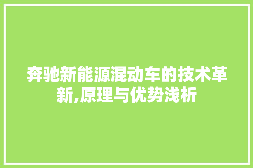 奔驰新能源混动车的技术革新,原理与优势浅析