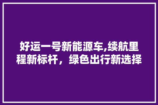 好运一号新能源车,续航里程新标杆，绿色出行新选择