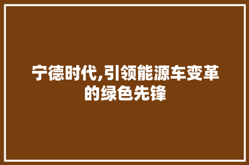 宁德时代,引领能源车变革的绿色先锋 车灯配件