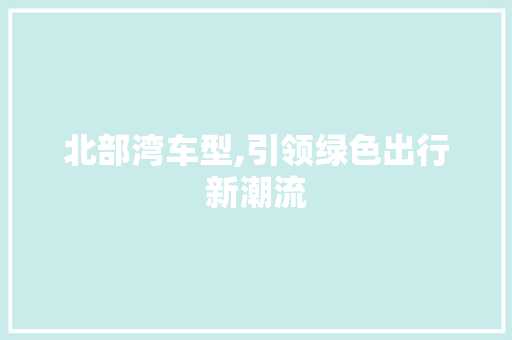 北部湾车型,引领绿色出行新潮流