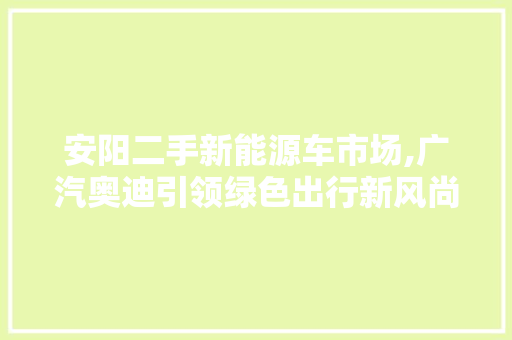 安阳二手新能源车市场,广汽奥迪引领绿色出行新风尚