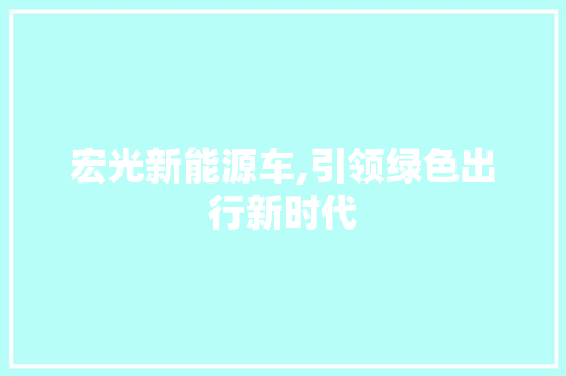宏光新能源车,引领绿色出行新时代