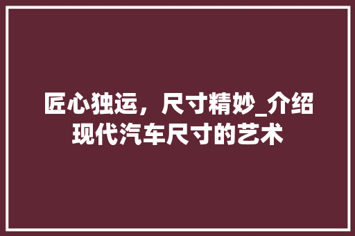 匠心独运，尺寸精妙_介绍现代汽车尺寸的艺术