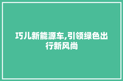 巧儿新能源车,引领绿色出行新风尚