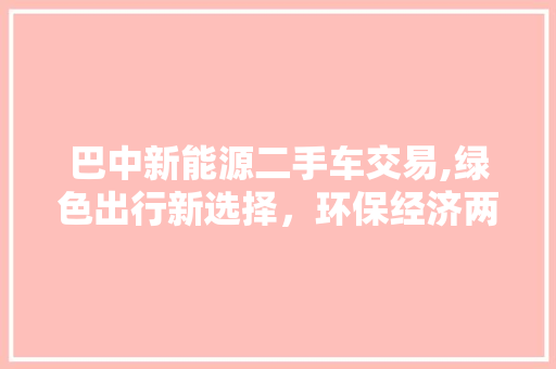 巴中新能源二手车交易,绿色出行新选择，环保经济两不误