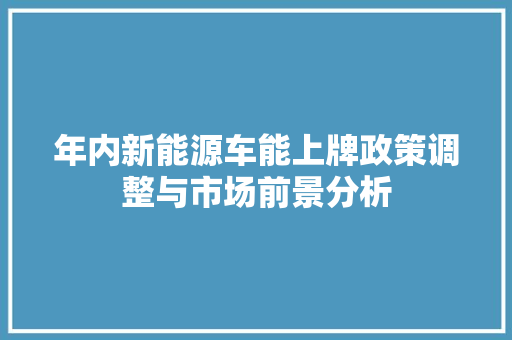 年内新能源车能上牌政策调整与市场前景分析