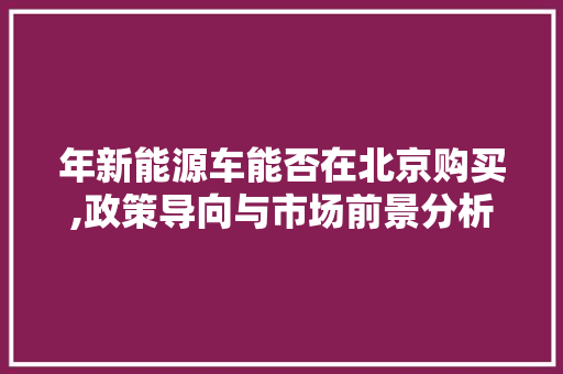 年新能源车能否在北京购买,政策导向与市场前景分析
