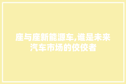 座与座新能源车,谁是未来汽车市场的佼佼者