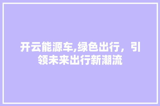 开云能源车,绿色出行，引领未来出行新潮流