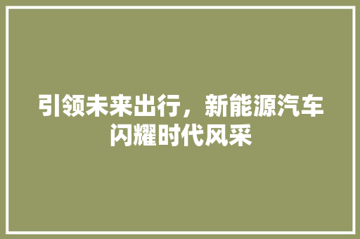 引领未来出行，新能源汽车闪耀时代风采