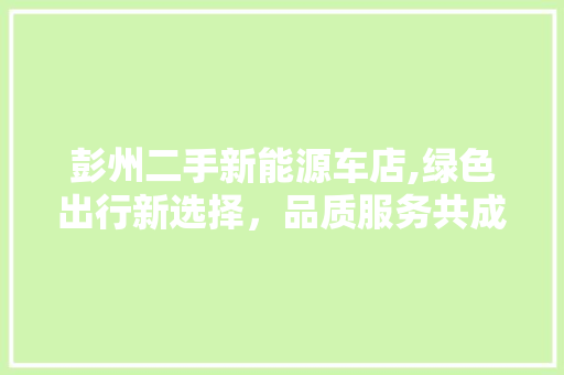 彭州二手新能源车店,绿色出行新选择，品质服务共成长