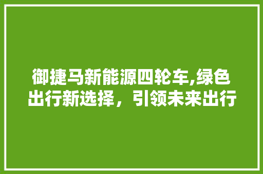 御捷马新能源四轮车,绿色出行新选择，引领未来出行潮流