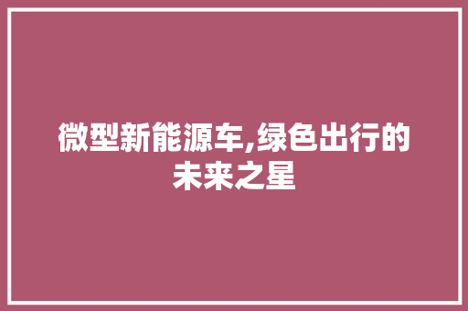 微型新能源车,绿色出行的未来之星