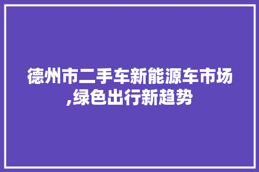 德州市二手车新能源车市场,绿色出行新趋势