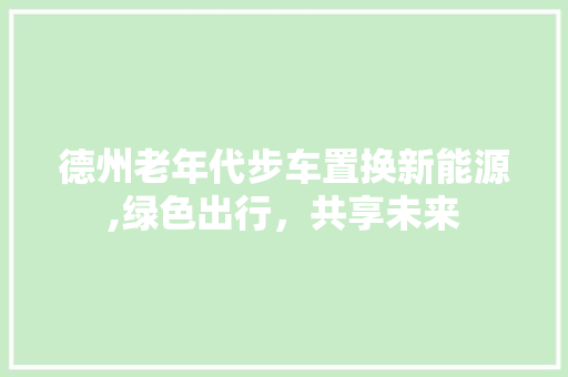 德州老年代步车置换新能源,绿色出行，共享未来