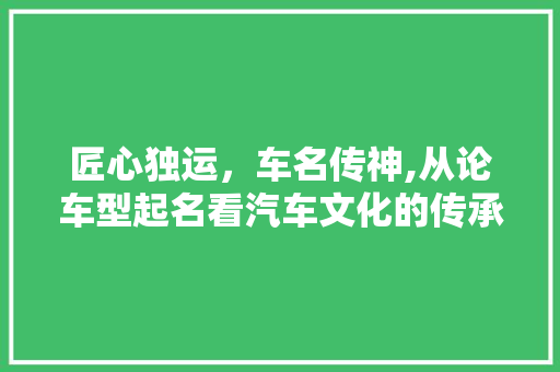 匠心独运，车名传神,从论车型起名看汽车文化的传承与创新
