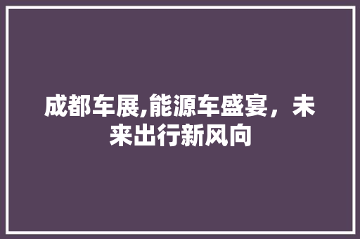 成都车展,能源车盛宴，未来出行新风向