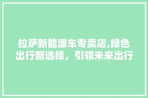 拉萨新能源车专卖店,绿色出行新选择，引领未来出行潮流