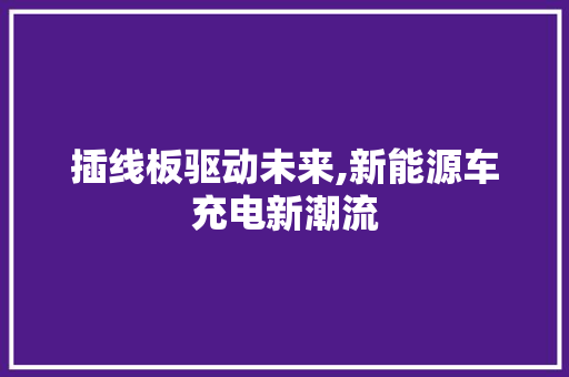 插线板驱动未来,新能源车充电新潮流