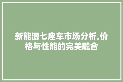 新能源七座车市场分析,价格与性能的完美融合