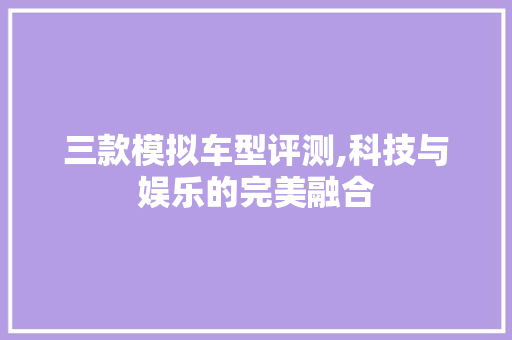 三款模拟车型评测,科技与娱乐的完美融合 发动机配件