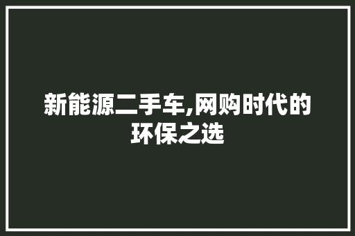 新能源二手车,网购时代的环保之选