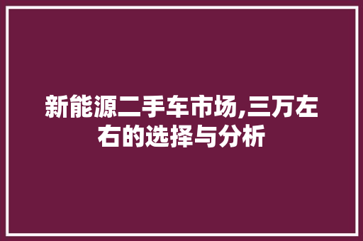 新能源二手车市场,三万左右的选择与分析