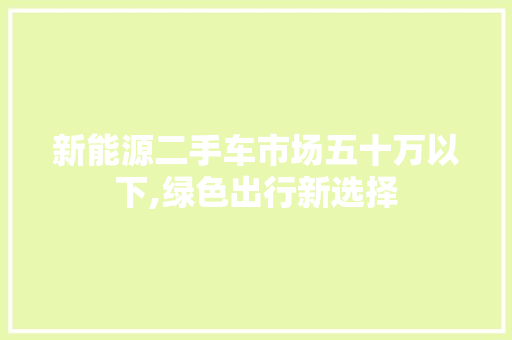 新能源二手车市场五十万以下,绿色出行新选择