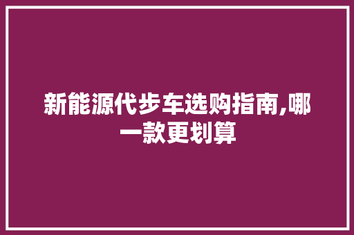 新能源代步车选购指南,哪一款更划算