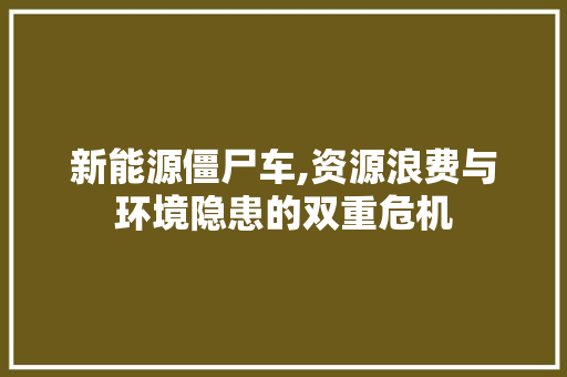 新能源僵尸车,资源浪费与环境隐患的双重危机