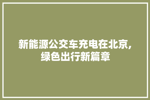 新能源公交车充电在北京,绿色出行新篇章