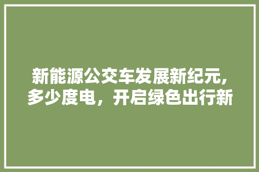 新能源公交车发展新纪元,多少度电，开启绿色出行新篇章