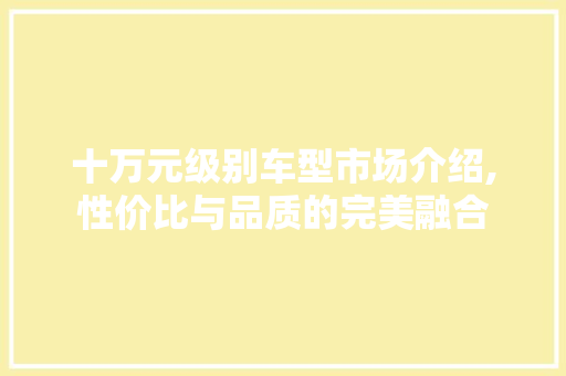 十万元级别车型市场介绍,性价比与品质的完美融合