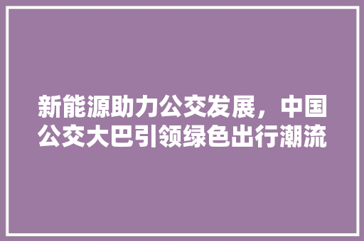 新能源助力公交发展，中国公交大巴引领绿色出行潮流