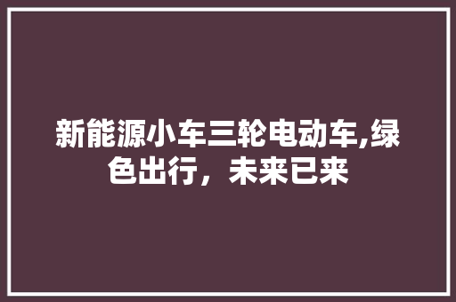 新能源小车三轮电动车,绿色出行，未来已来