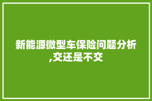 新能源微型车保险问题分析,交还是不交