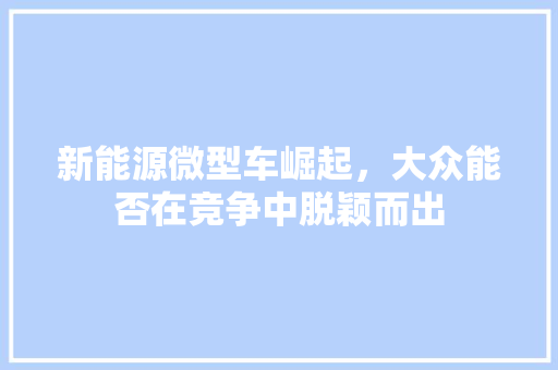 新能源微型车崛起，大众能否在竞争中脱颖而出