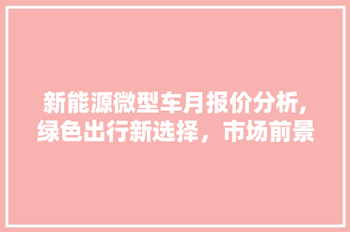 新能源微型车月报价分析,绿色出行新选择，市场前景广阔