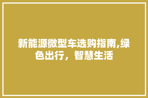 新能源微型车选购指南,绿色出行，智慧生活