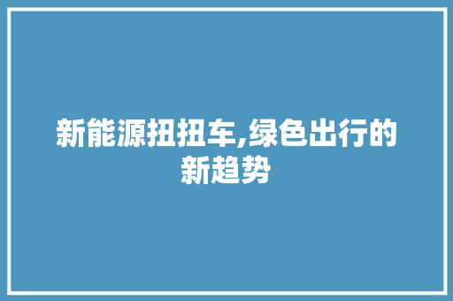 新能源扭扭车,绿色出行的新趋势
