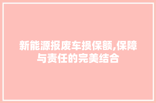 新能源报废车损保额,保障与责任的完美结合