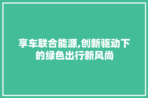 享车联合能源,创新驱动下的绿色出行新风尚
