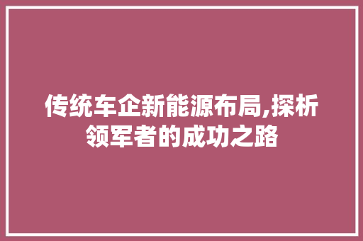 传统车企新能源布局,探析领军者的成功之路 汽车配件