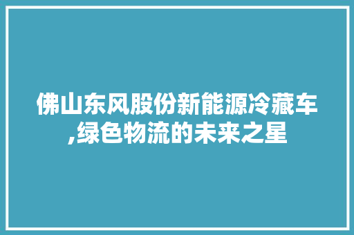 佛山东风股份新能源冷藏车,绿色物流的未来之星