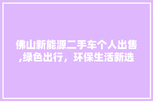 佛山新能源二手车个人出售,绿色出行，环保生活新选择