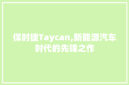 保时捷Taycan,新能源汽车时代的先锋之作