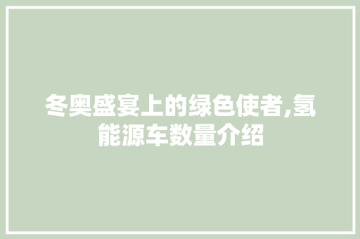 冬奥盛宴上的绿色使者,氢能源车数量介绍