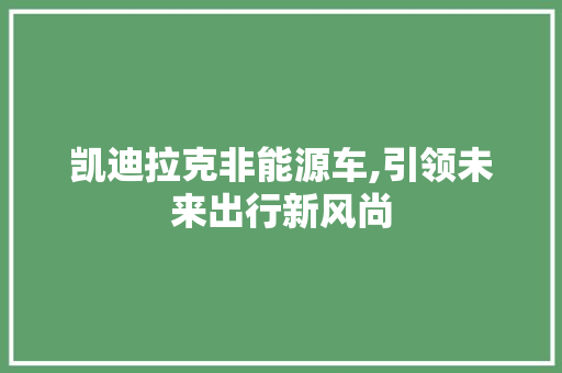 凯迪拉克非能源车,引领未来出行新风尚